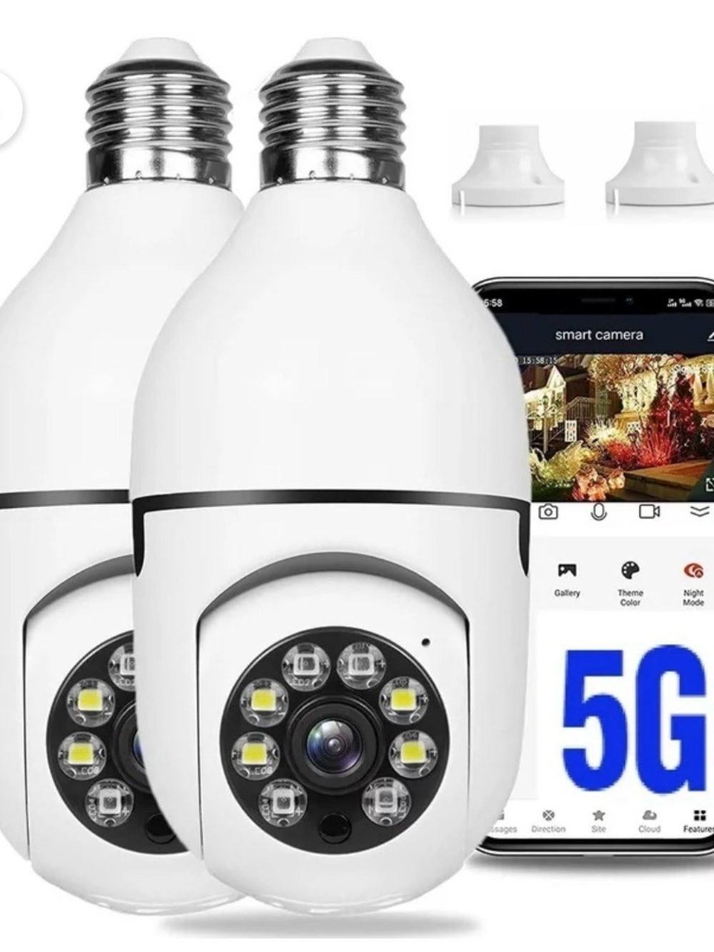 2 White 5G WiFi Camera Smart Security Cameras